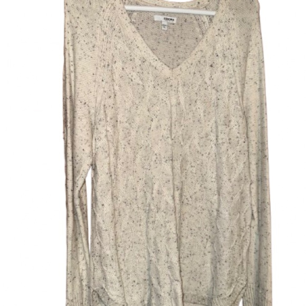 Sonoma Women's Speckled Cream V-Neck Sweater